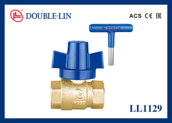 วาล์วบอลทองเหลืองแบบล็อคได้ PTFE Seat ขนาด 1/2" 25 Bar เกลียว ISO228