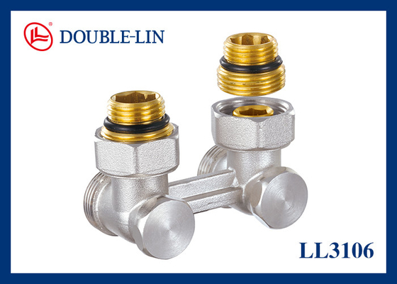วาล์วสองท่อแบบมุม M1/2'' X M3/4" พร้อมอะแดปเตอร์ เกลียว ISO228